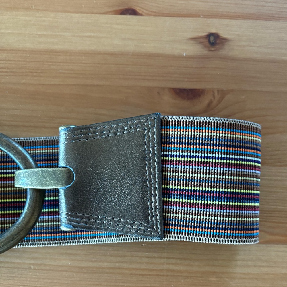 Suzi Roher Wide Stretch Cinch Metal Buckle Statement Belt Size Large - Picture 6 of 10